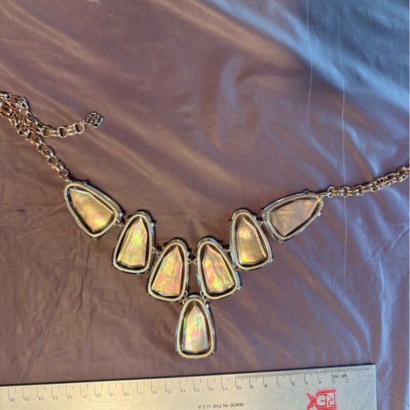 Kendra Scott Rose Gold-Tone Harlow Iridescent Amber Statement Necklace Dustbag - Picture 8 of 11